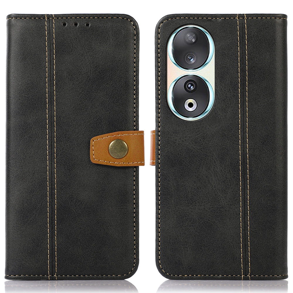 For Honor 90 Full Protection Shell Phone Case Calf Texture Leather Wallet Stand Cover