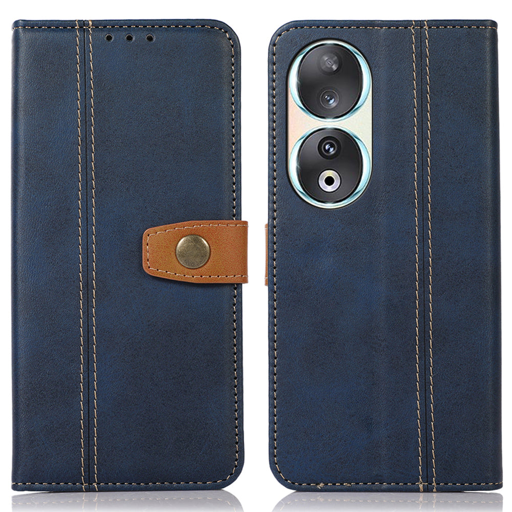 For Honor 90 Full Protection Shell Phone Case Calf Texture Leather Wallet Stand Cover