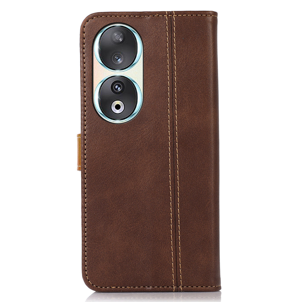 For Honor 90 Full Protection Shell Phone Case Calf Texture Leather Wallet Stand Cover
