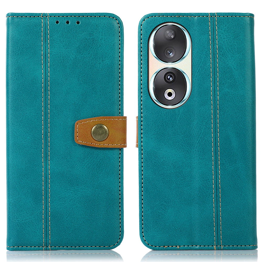 For Honor 90 Full Protection Shell Phone Case Calf Texture Leather Wallet Stand Cover