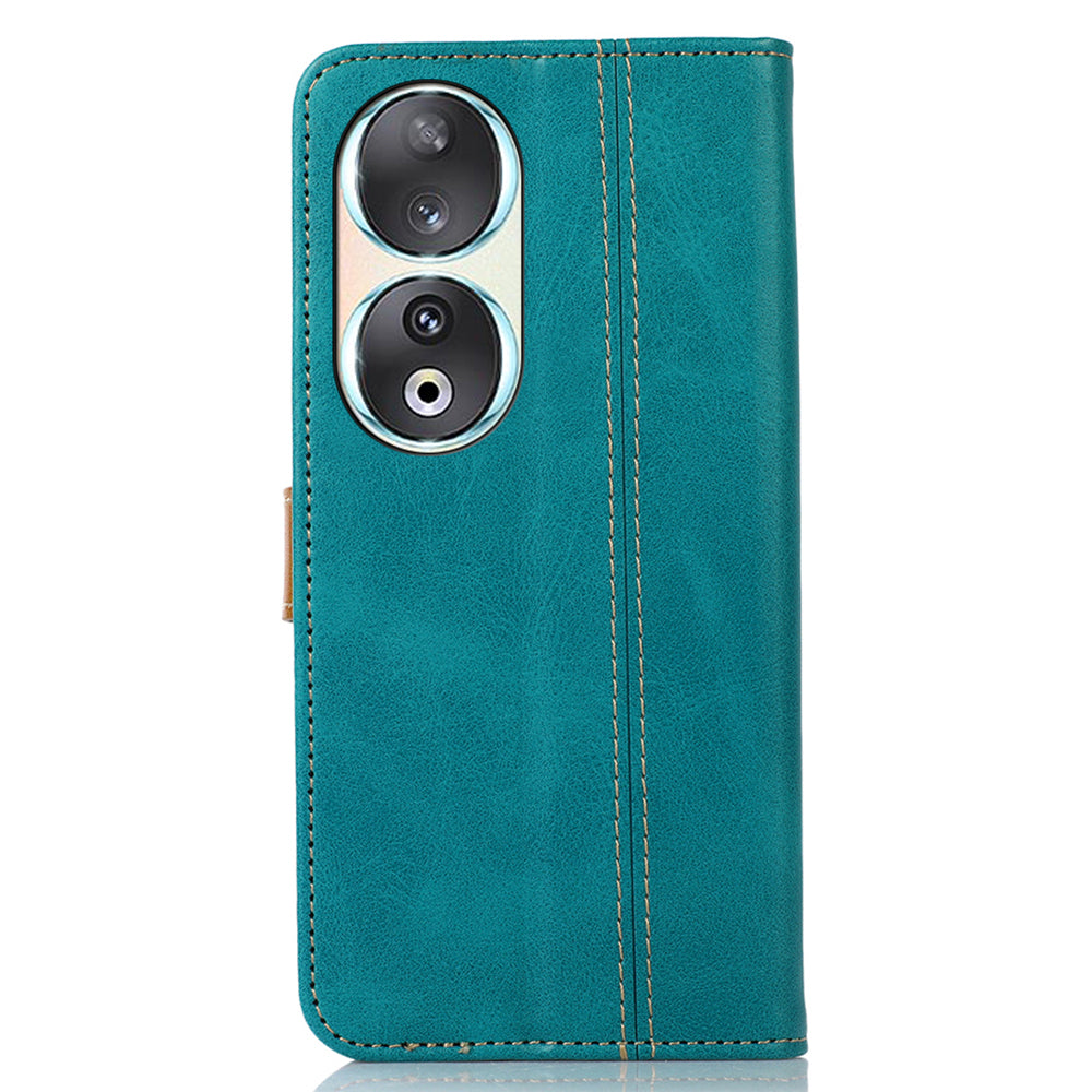 For Honor 90 Full Protection Shell Phone Case Calf Texture Leather Wallet Stand Cover