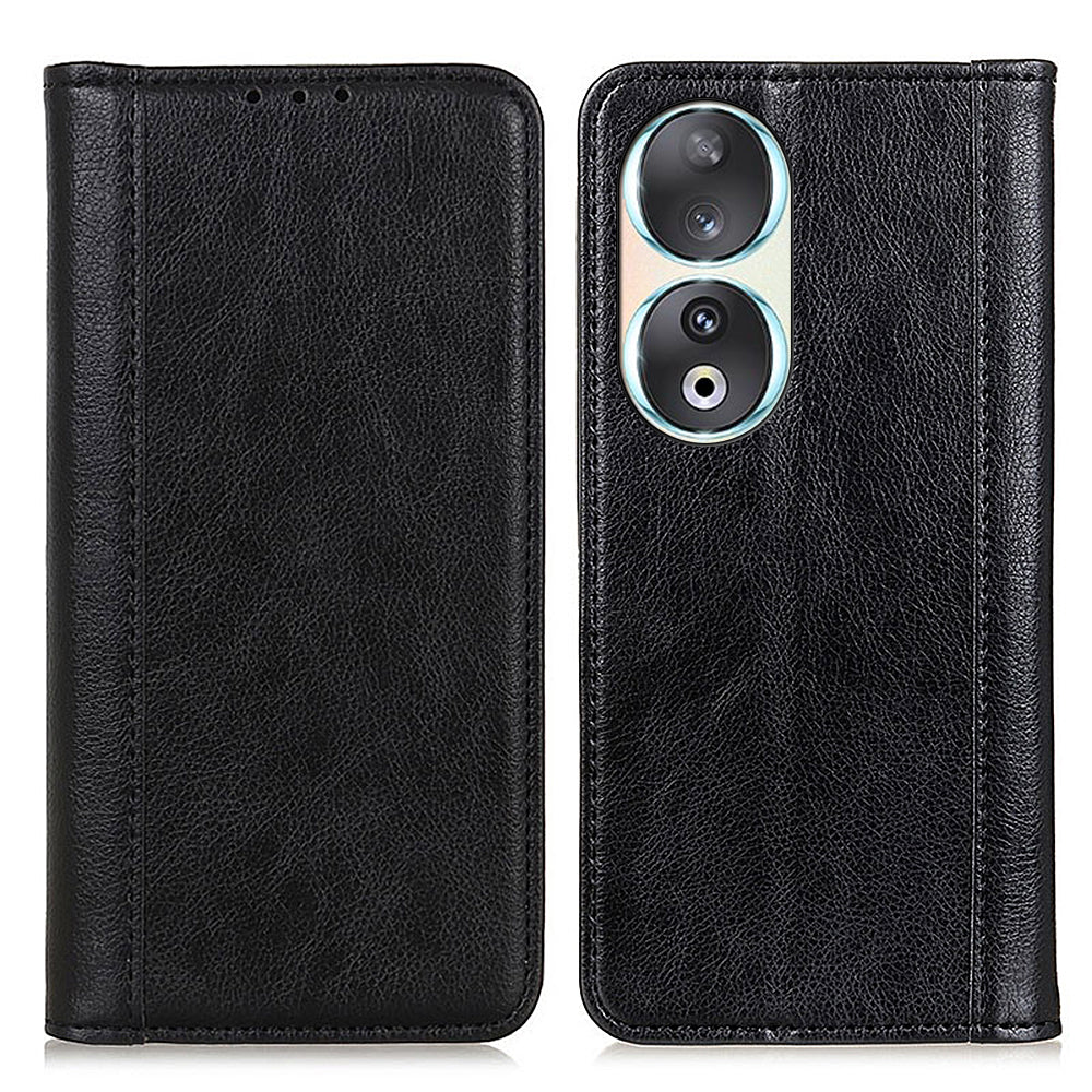 For Honor 90 Phone Case Shell Litchi Texture Split Leather Flip Wallet Stand Cover