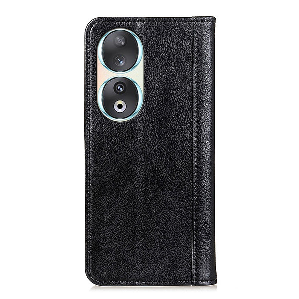 For Honor 90 Phone Case Shell Litchi Texture Split Leather Flip Wallet Stand Cover