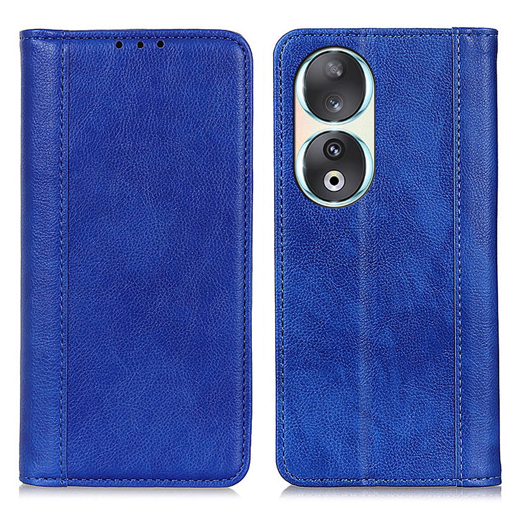 For Honor 90 Phone Case Shell Litchi Texture Split Leather Flip Wallet Stand Cover