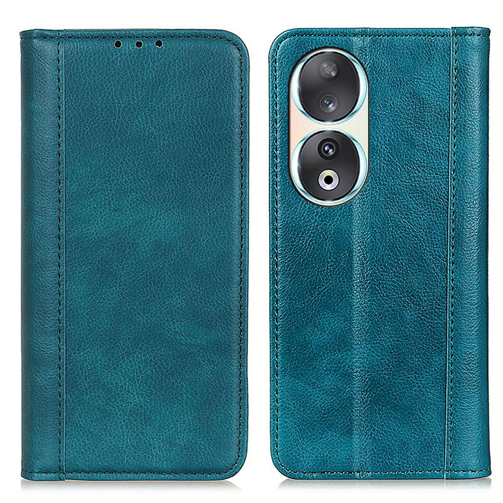 For Honor 90 Phone Case Shell Litchi Texture Split Leather Flip Wallet Stand Cover