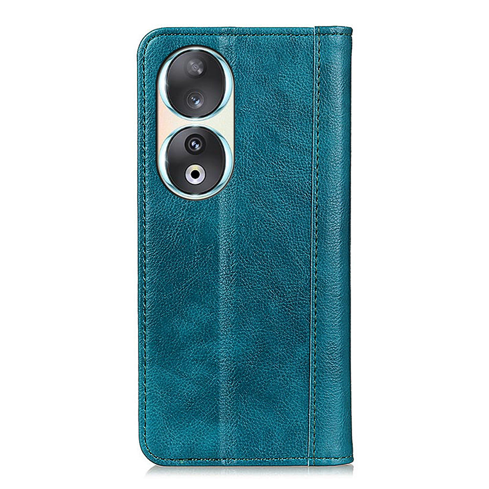 For Honor 90 Phone Case Shell Litchi Texture Split Leather Flip Wallet Stand Cover