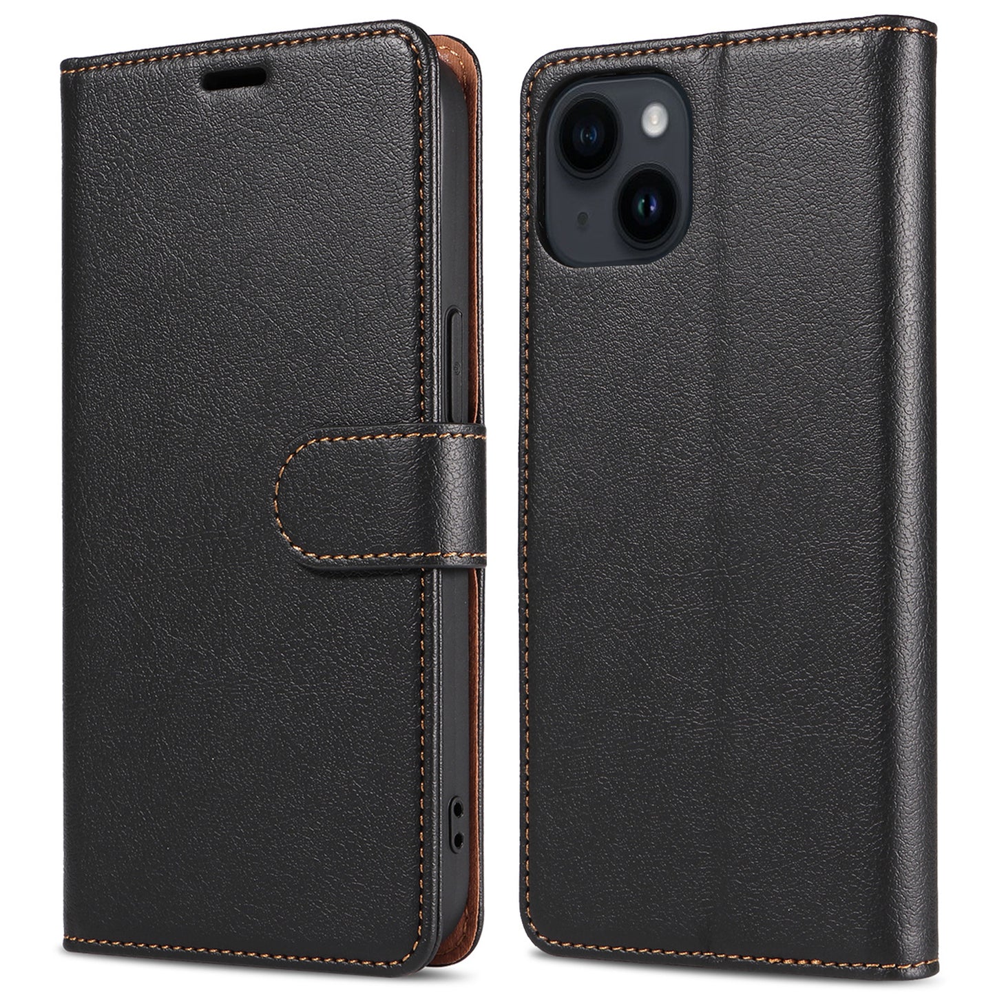 001 For iPhone 15 Pro RFID Blocking Wallet Magnetic Closure Phone Case PU Leather Stand Cover