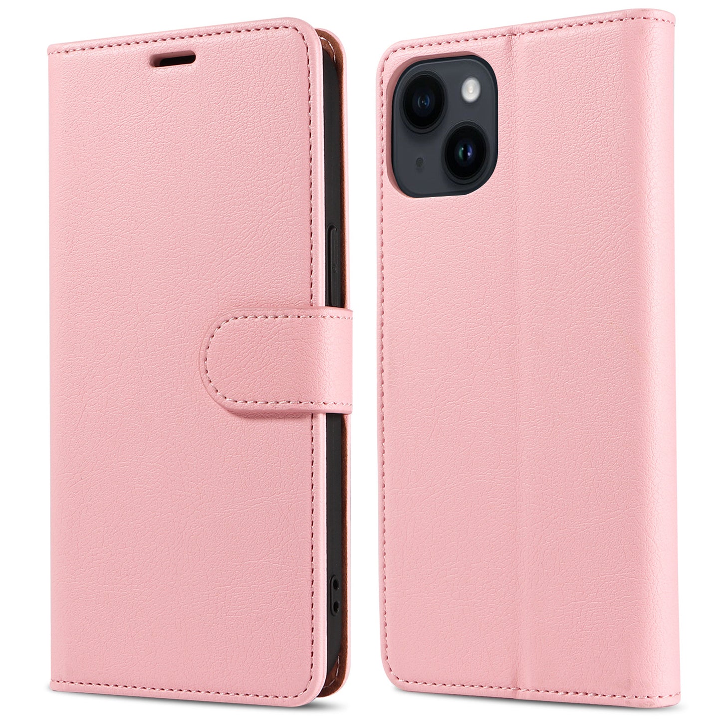 001 For iPhone 15 Pro RFID Blocking Wallet Magnetic Closure Phone Case PU Leather Stand Cover