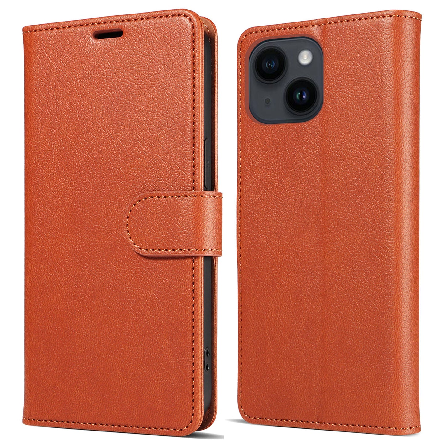 001 For iPhone 15 Pro Max Magnetic Closure Phone Case RFID Blocking Wallet PU Leather Stand Cover