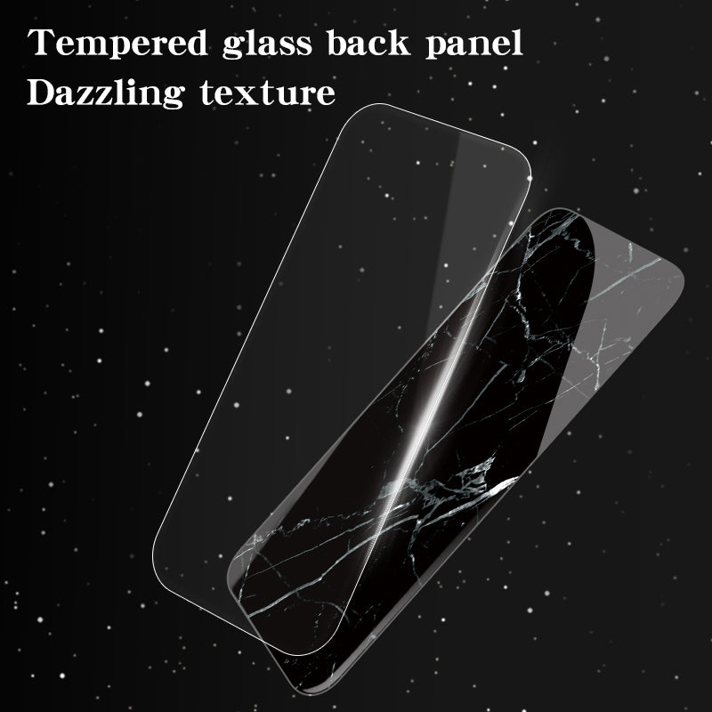 For Honor 90 Marble Pattern Back Case Tempered Glass+PC+TPU Shockproof Phone Cover