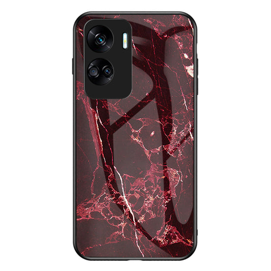 For Honor 90 Lite 5G Marble Pattern Anti-drop Phone Case PC+TPU+Tempered Glass Cover