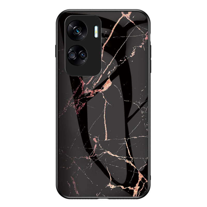 For Honor 90 Lite 5G Marble Pattern Anti-drop Phone Case PC+TPU+Tempered Glass Cover