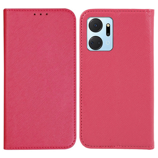 For Honor X7a 5G Shockproof PU Leather Wallet Case Cross Texture Magnetic Stand Phone Cover