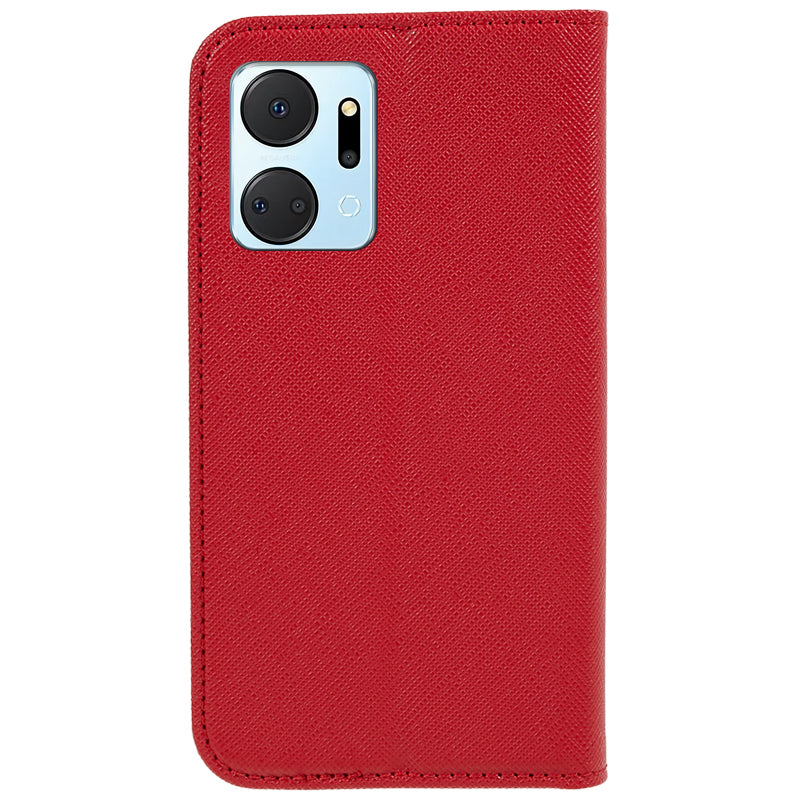 For Honor X7a 5G Shockproof PU Leather Wallet Case Cross Texture Magnetic Stand Phone Cover