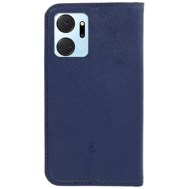 For Honor X7a 5G Shockproof PU Leather Wallet Case Cross Texture Magnetic Stand Phone Cover