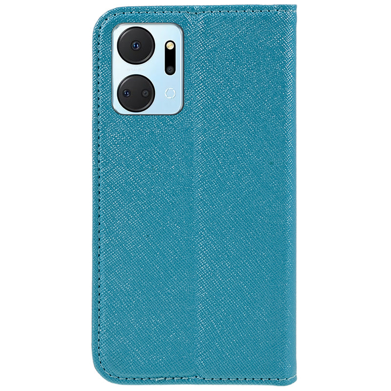For Honor X7a 5G Shockproof PU Leather Wallet Case Cross Texture Magnetic Stand Phone Cover