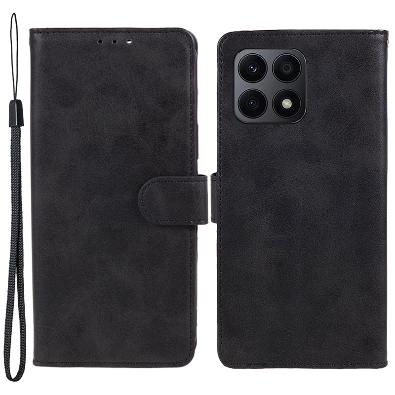 For Honor X8a 5G Calf Texture PU Leather Wallet Case Anti-Drop Stand Cell Phone Cover Shell