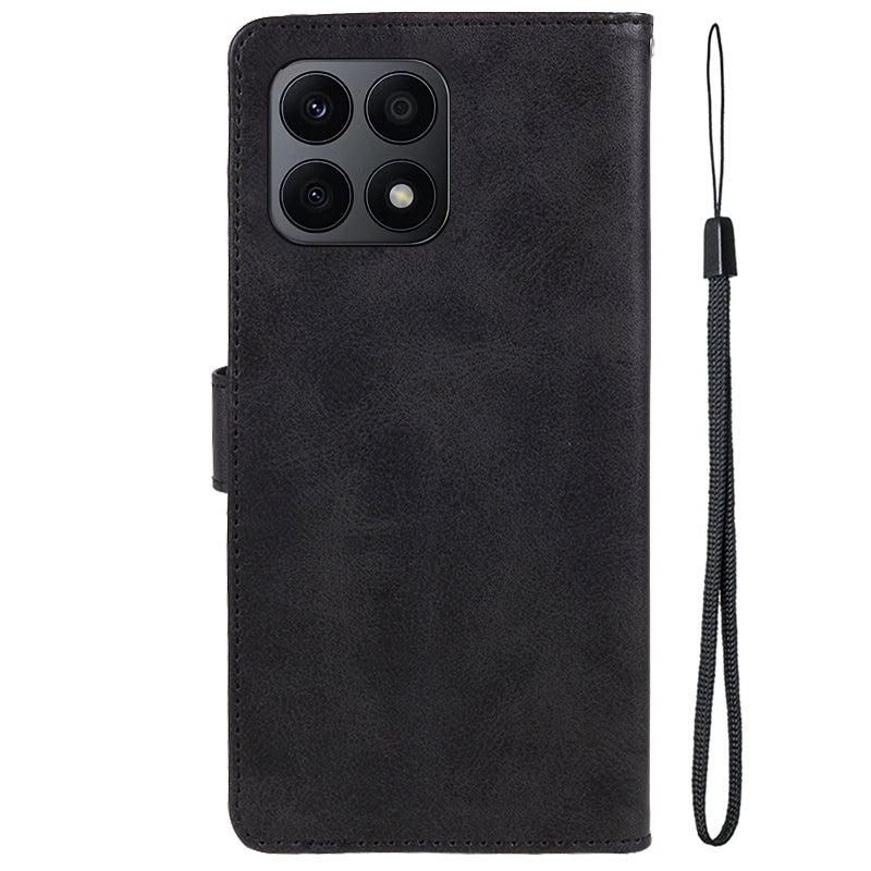 For Honor X8a 5G Calf Texture PU Leather Wallet Case Anti-Drop Stand Cell Phone Cover Shell