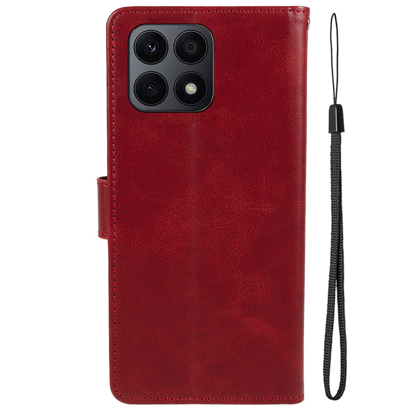 For Honor X8a 5G Calf Texture PU Leather Wallet Case Anti-Drop Stand Cell Phone Cover Shell