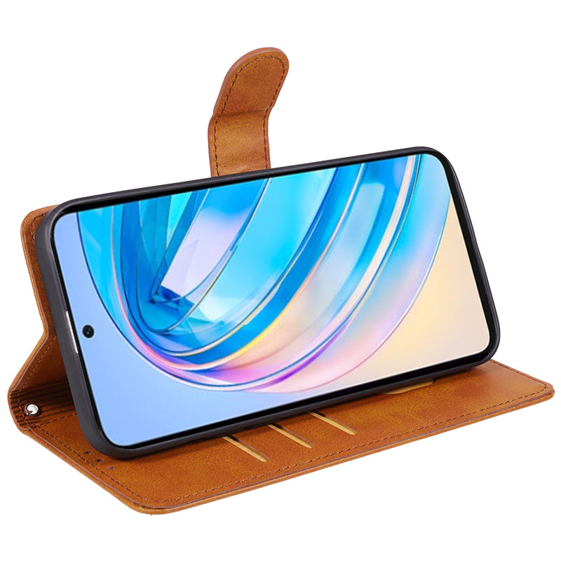 For Honor X8a 5G Calf Texture PU Leather Wallet Case Anti-Drop Stand Cell Phone Cover Shell