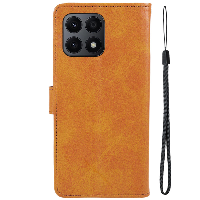 For Honor X8a 5G Calf Texture PU Leather Wallet Case Anti-Drop Stand Cell Phone Cover Shell