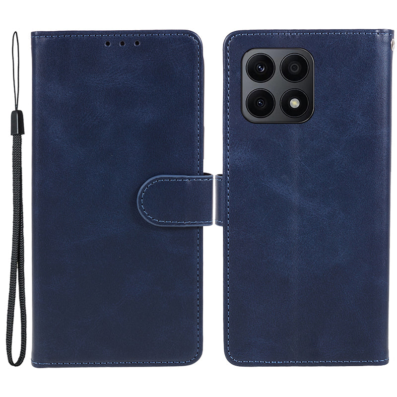 For Honor X8a 5G Calf Texture PU Leather Wallet Case Anti-Drop Stand Cell Phone Cover Shell