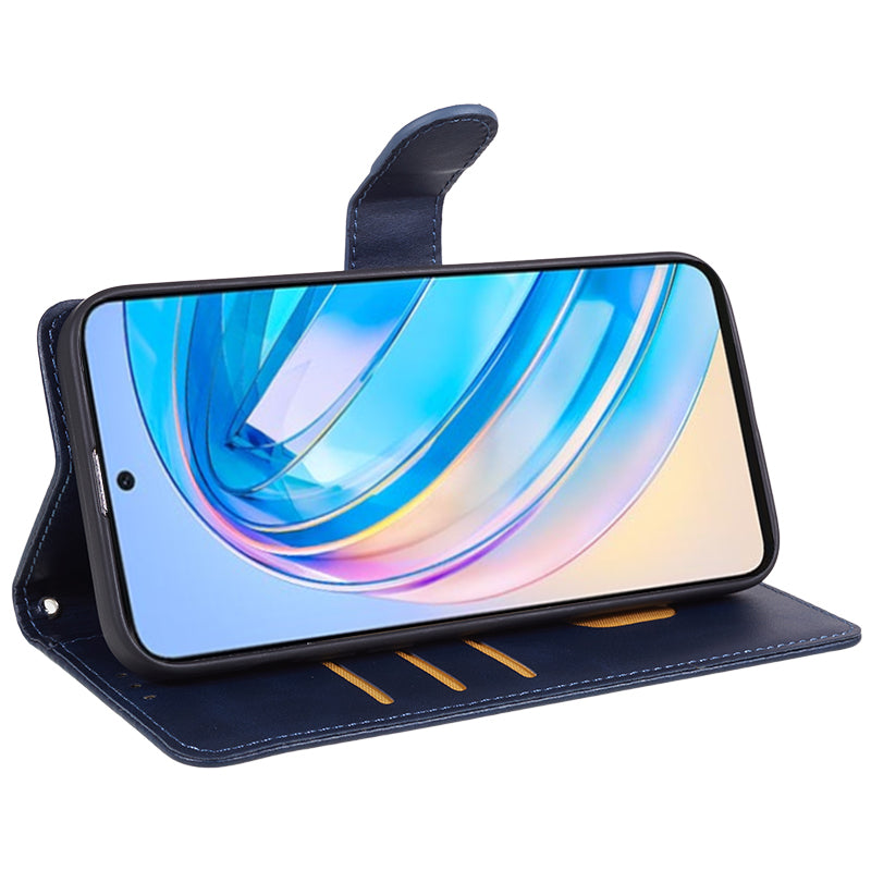 For Honor X8a 5G Calf Texture PU Leather Wallet Case Anti-Drop Stand Cell Phone Cover Shell