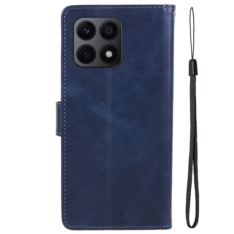 For Honor X8a 5G Calf Texture PU Leather Wallet Case Anti-Drop Stand Cell Phone Cover Shell