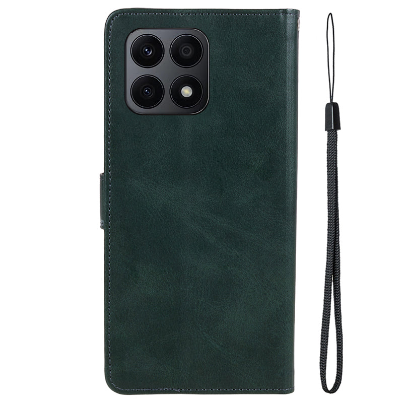 For Honor X8a 5G Calf Texture PU Leather Wallet Case Anti-Drop Stand Cell Phone Cover Shell