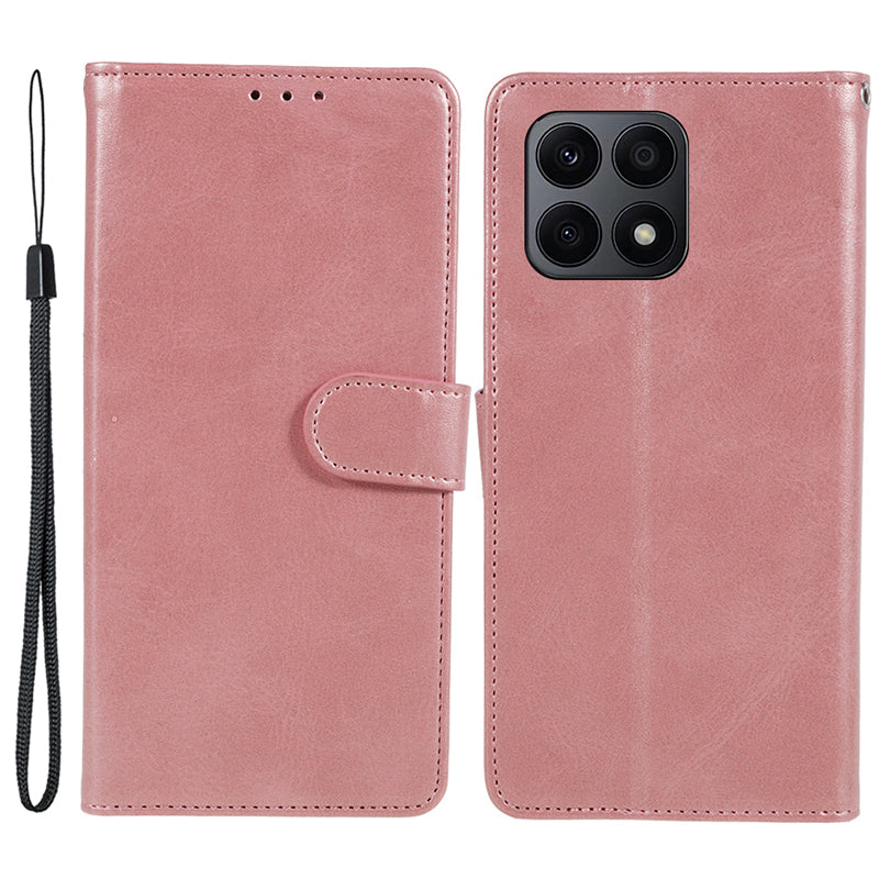 For Honor X8a 5G Calf Texture PU Leather Wallet Case Anti-Drop Stand Cell Phone Cover Shell