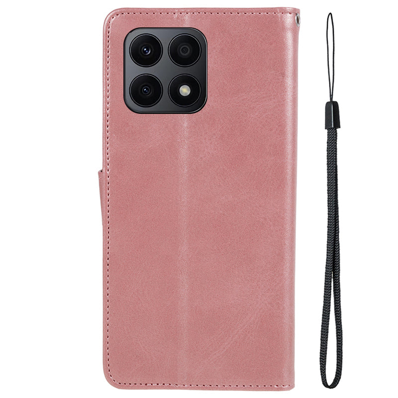 For Honor X8a 5G Calf Texture PU Leather Wallet Case Anti-Drop Stand Cell Phone Cover Shell