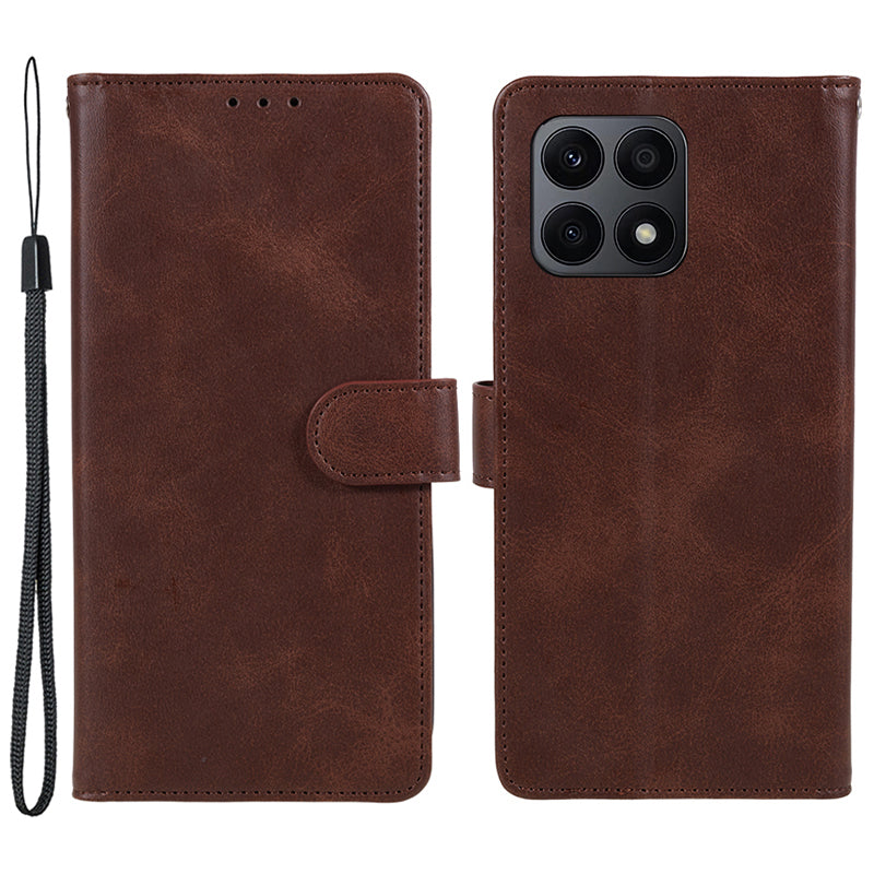 For Honor X8a 5G Calf Texture PU Leather Wallet Case Anti-Drop Stand Cell Phone Cover Shell