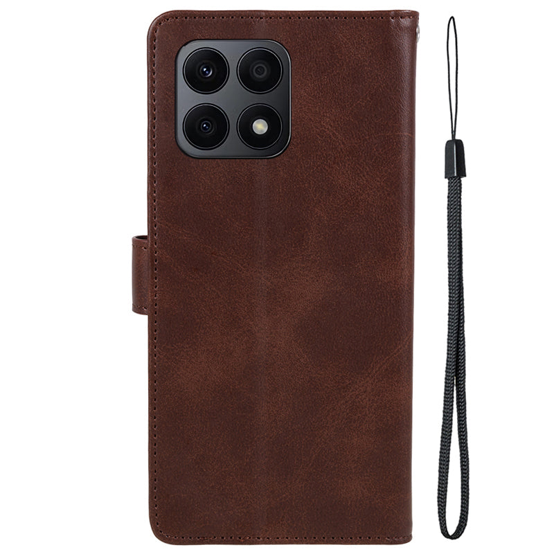 For Honor X8a 5G Calf Texture PU Leather Wallet Case Anti-Drop Stand Cell Phone Cover Shell