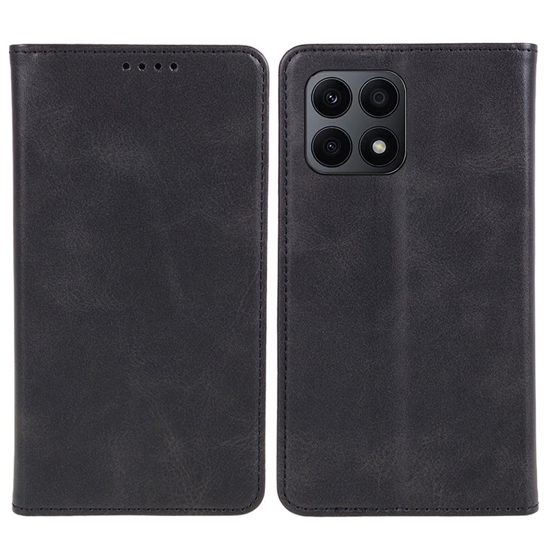 For Honor X8a 5G Business Style PU Leather Phone Case Calf Texture Magnetic Closing Stand Wallet Cover