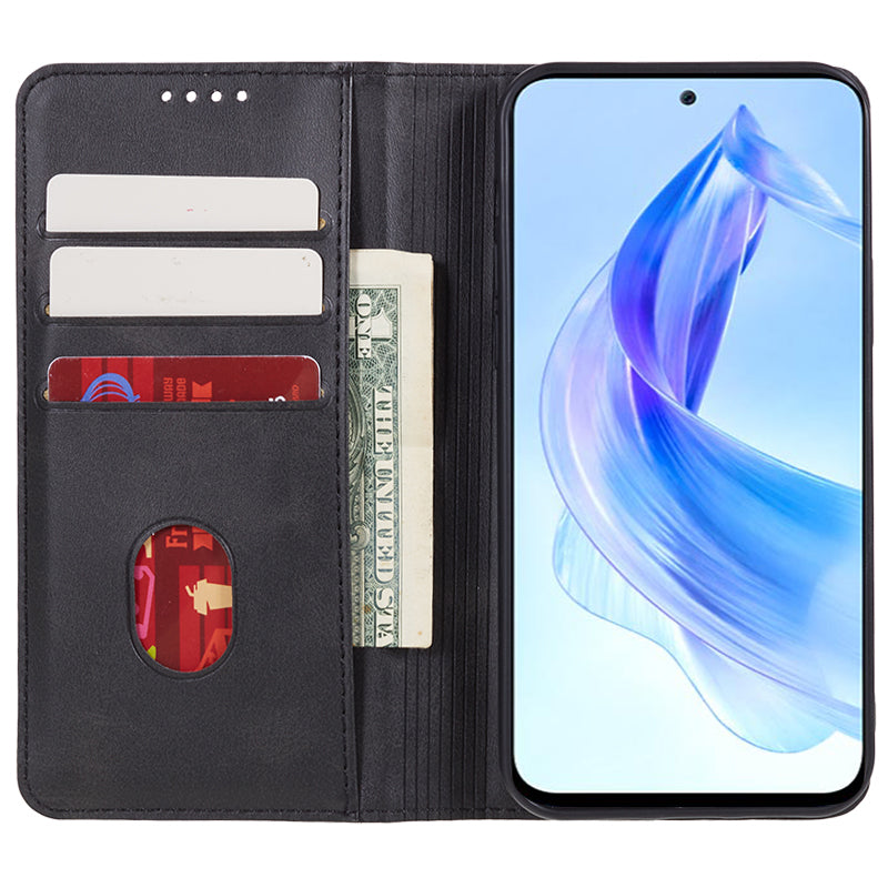For Honor X8a 5G Business Style PU Leather Phone Case Calf Texture Magnetic Closing Stand Wallet Cover