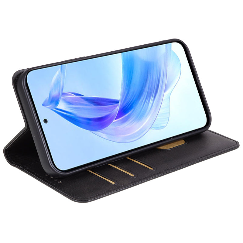For Honor X8a 5G Business Style PU Leather Phone Case Calf Texture Magnetic Closing Stand Wallet Cover