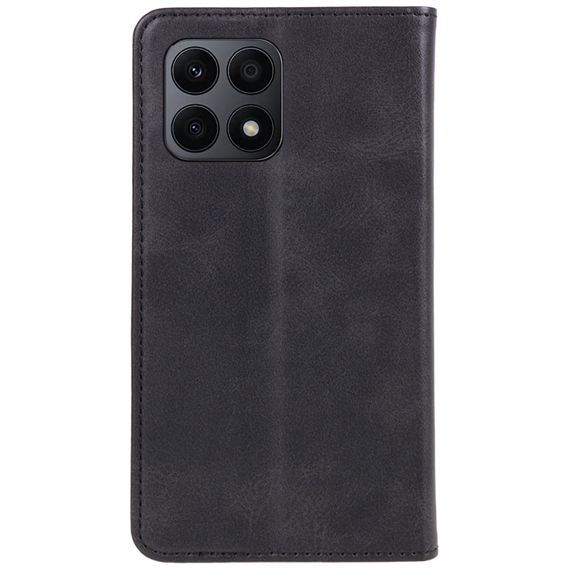 For Honor X8a 5G Business Style PU Leather Phone Case Calf Texture Magnetic Closing Stand Wallet Cover
