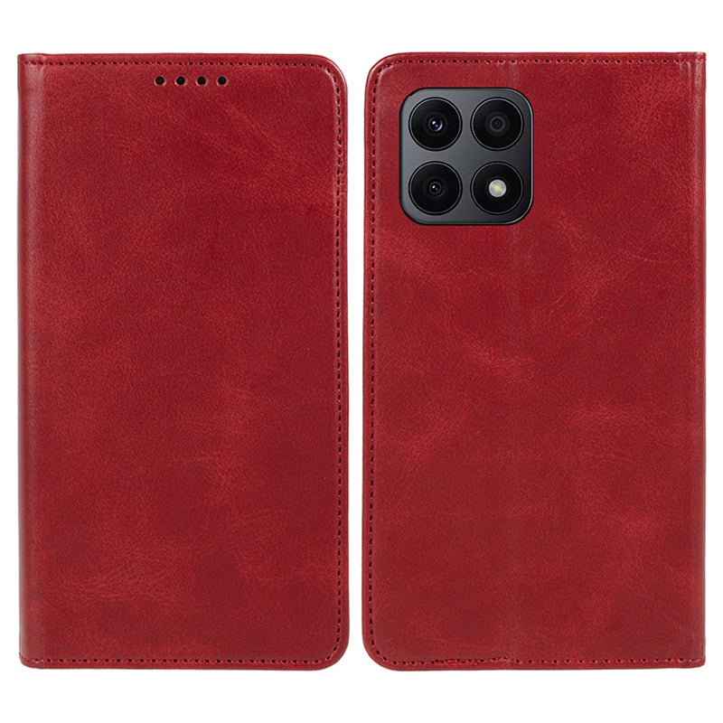 For Honor X8a 5G Business Style PU Leather Phone Case Calf Texture Magnetic Closing Stand Wallet Cover