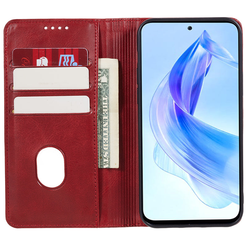 For Honor X8a 5G Business Style PU Leather Phone Case Calf Texture Magnetic Closing Stand Wallet Cover