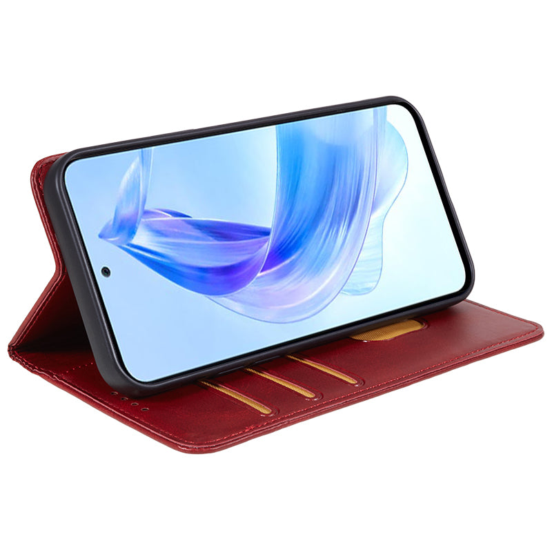 For Honor X8a 5G Business Style PU Leather Phone Case Calf Texture Magnetic Closing Stand Wallet Cover