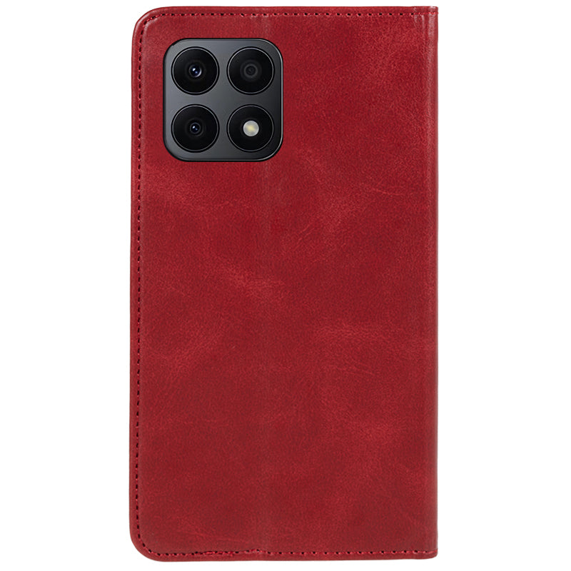 For Honor X8a 5G Business Style PU Leather Phone Case Calf Texture Magnetic Closing Stand Wallet Cover