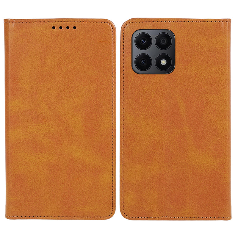 For Honor X8a 5G Business Style PU Leather Phone Case Calf Texture Magnetic Closing Stand Wallet Cover