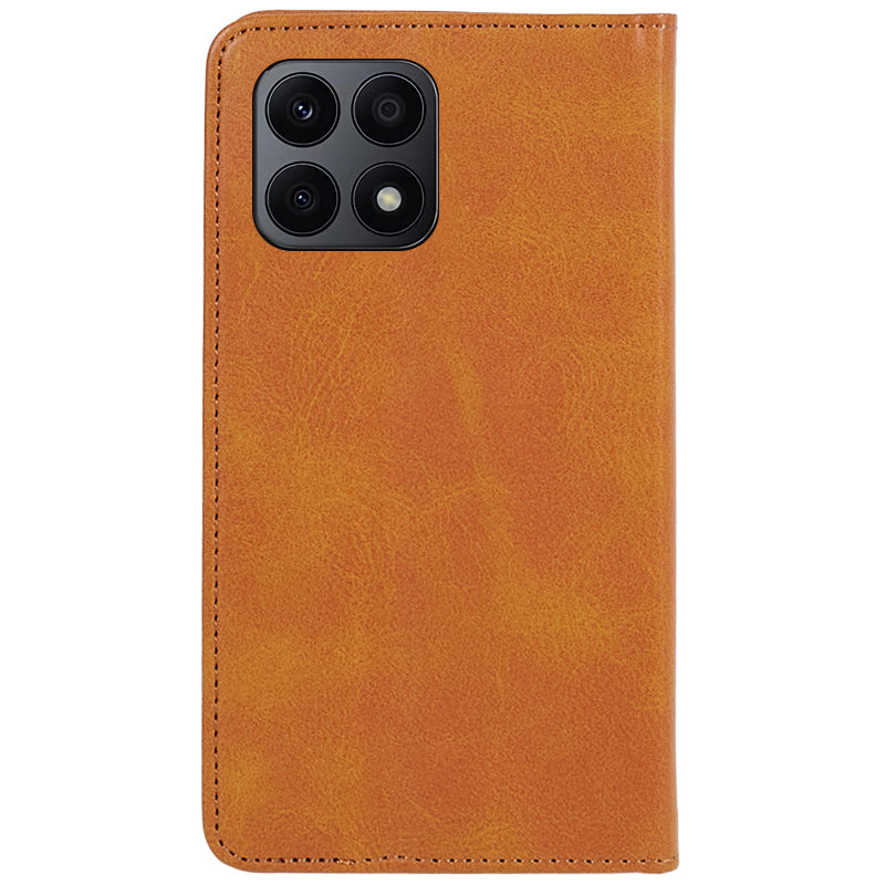For Honor X8a 5G Business Style PU Leather Phone Case Calf Texture Magnetic Closing Stand Wallet Cover