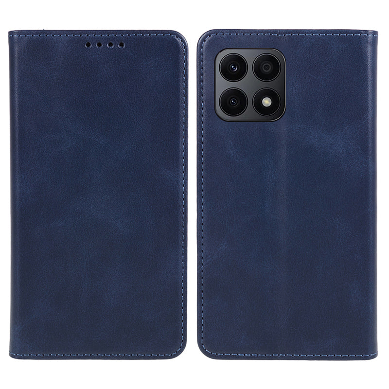 For Honor X8a 5G Business Style PU Leather Phone Case Calf Texture Magnetic Closing Stand Wallet Cover