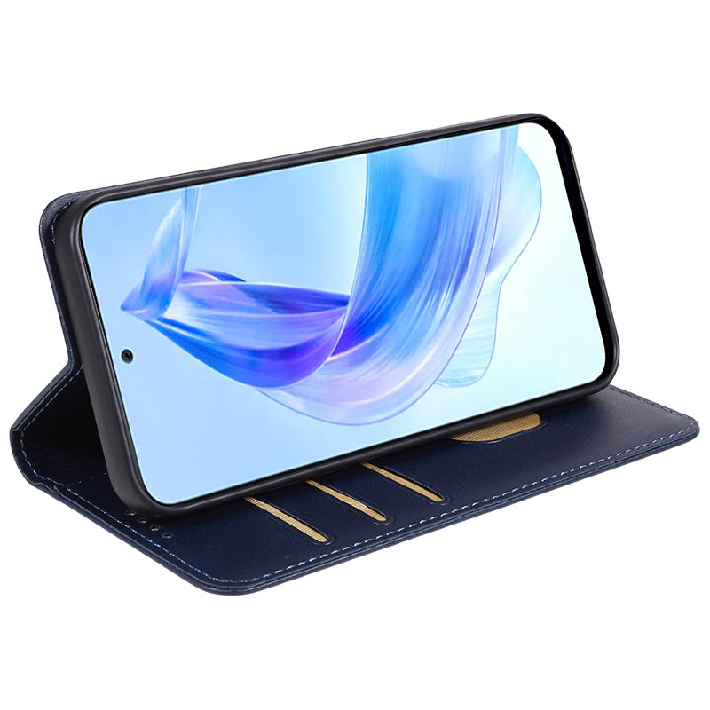 For Honor X8a 5G Business Style PU Leather Phone Case Calf Texture Magnetic Closing Stand Wallet Cover