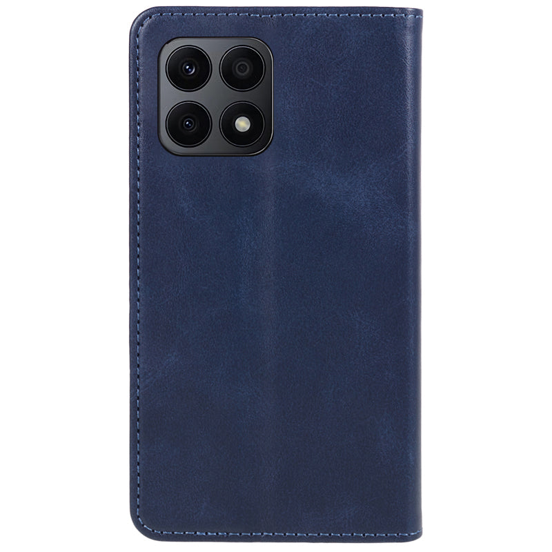 For Honor X8a 5G Business Style PU Leather Phone Case Calf Texture Magnetic Closing Stand Wallet Cover