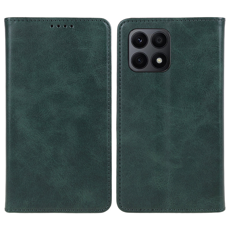 For Honor X8a 5G Business Style PU Leather Phone Case Calf Texture Magnetic Closing Stand Wallet Cover