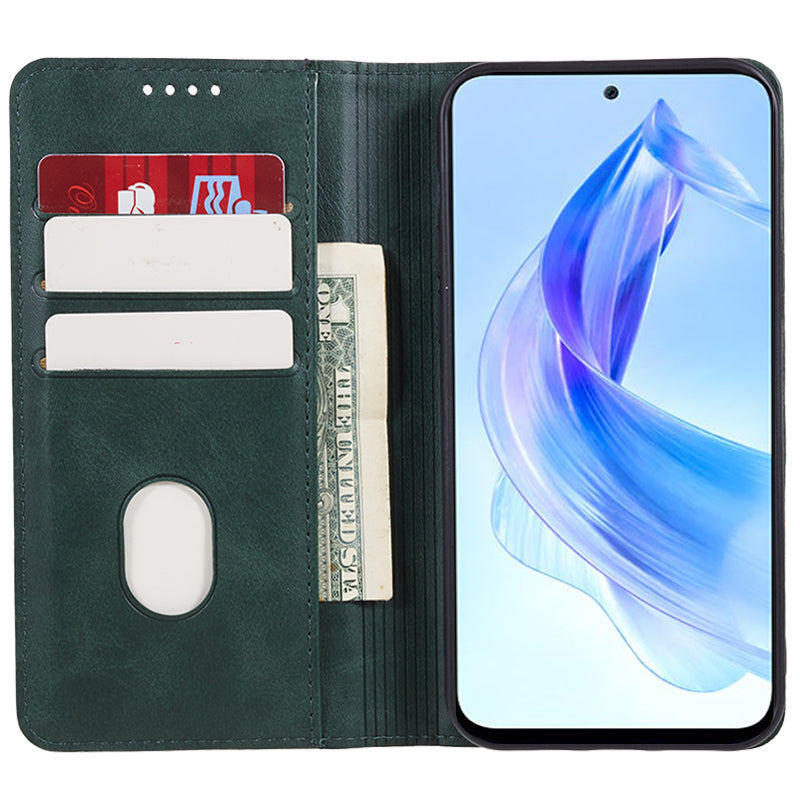 For Honor X8a 5G Business Style PU Leather Phone Case Calf Texture Magnetic Closing Stand Wallet Cover