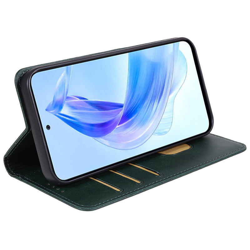 For Honor X8a 5G Business Style PU Leather Phone Case Calf Texture Magnetic Closing Stand Wallet Cover