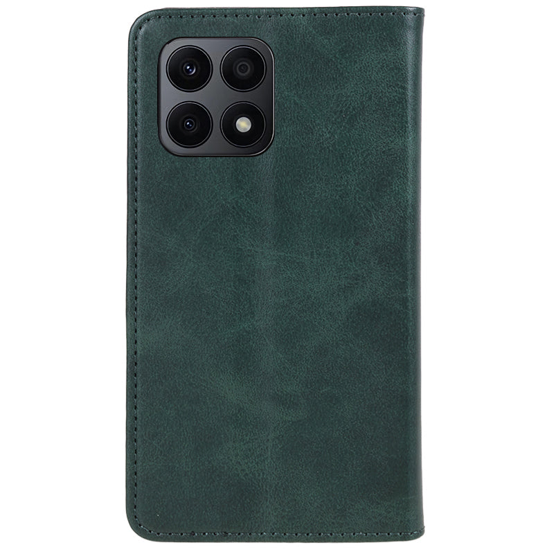 For Honor X8a 5G Business Style PU Leather Phone Case Calf Texture Magnetic Closing Stand Wallet Cover